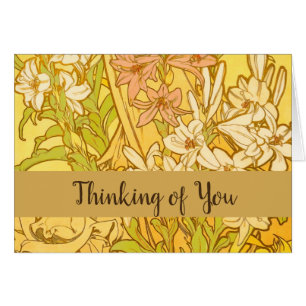 Cartão Alfonse Mucha Art Nouveau Lily Flores