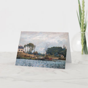Cartão Alfred Sisley - Barcos na Eclusa de Bougival