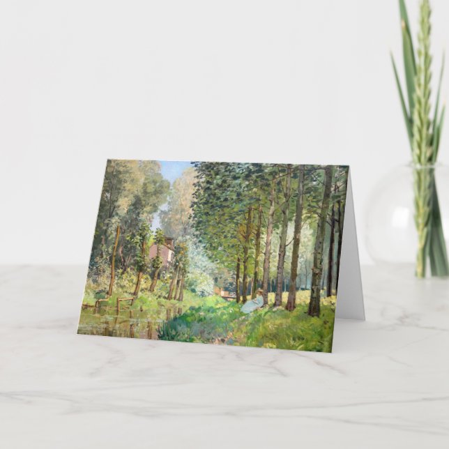 Cartão Alfred Sisley - Descanse ao longo da Corrente (Frente)