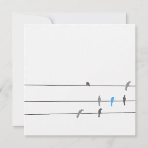 Cartão Algo Azul   Pintura Simplista do Céu com Pássaro