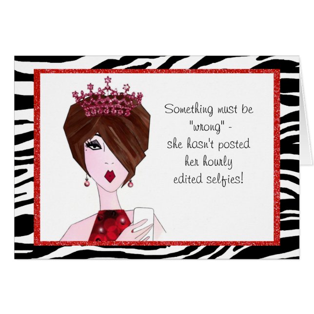 Cartão Algo está errado. Ela não postou selfie por hora! (Frente Horizontal)