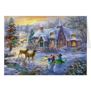 Cartão Algodão de neve do inverno