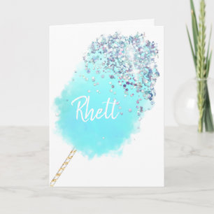 Cartão Algodão doce cor azul-prateada, cor-de-água