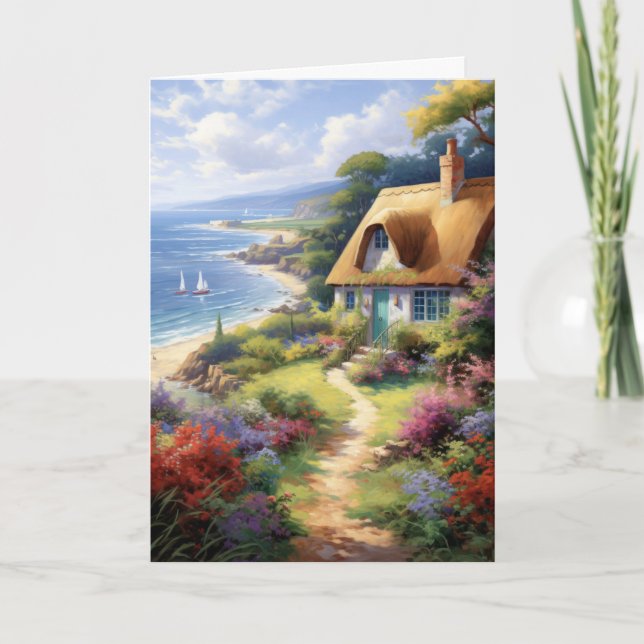 Cartão Algodão em Cute nas Flores do Mar Alô Dobrado (Frente)