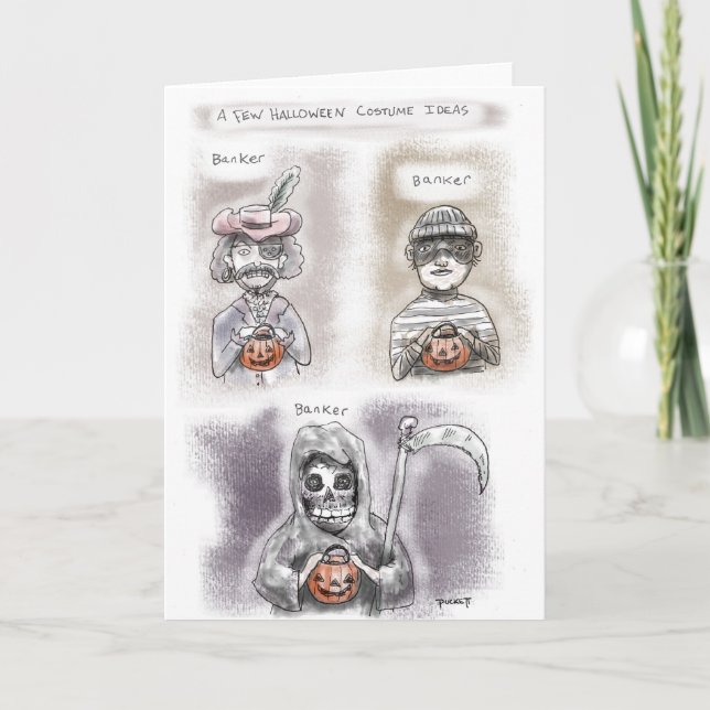 Cartão Algumas ideias do traje do Dia das Bruxas (Frente)