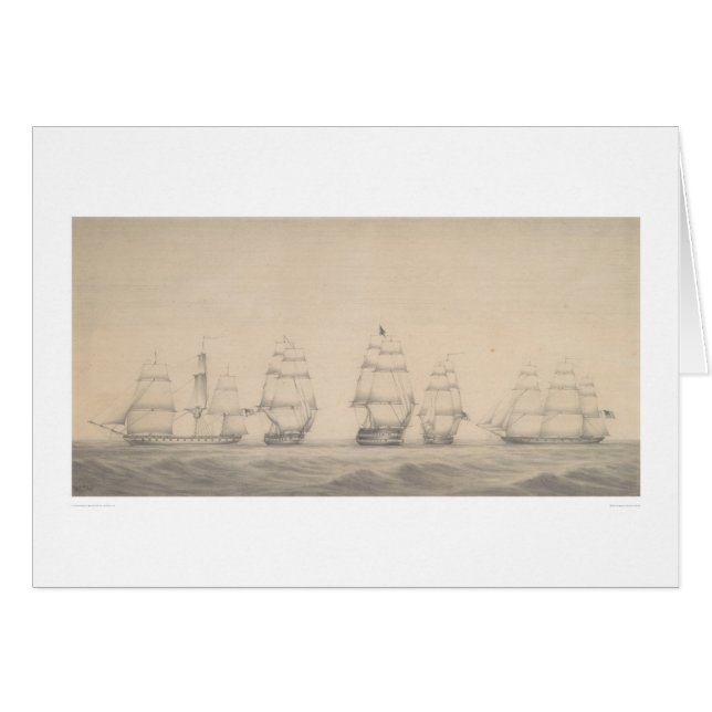 Cartão Alguns navios do esquadrão pacífico dos E.U. (Frente Horizontal)