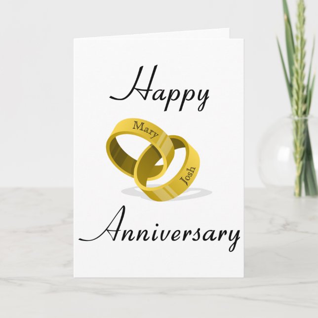 Cartão Alianças de casamento entrelaçadas - Nomes persona (Frente)