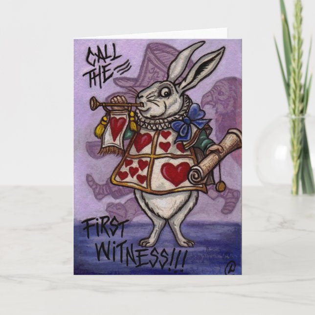 Cartão Alice COELHO BRANCA no Wonderland Note Card (Frente)