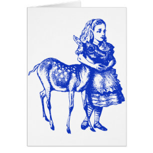 Cartão Alice com jovem corça cobriu o azul