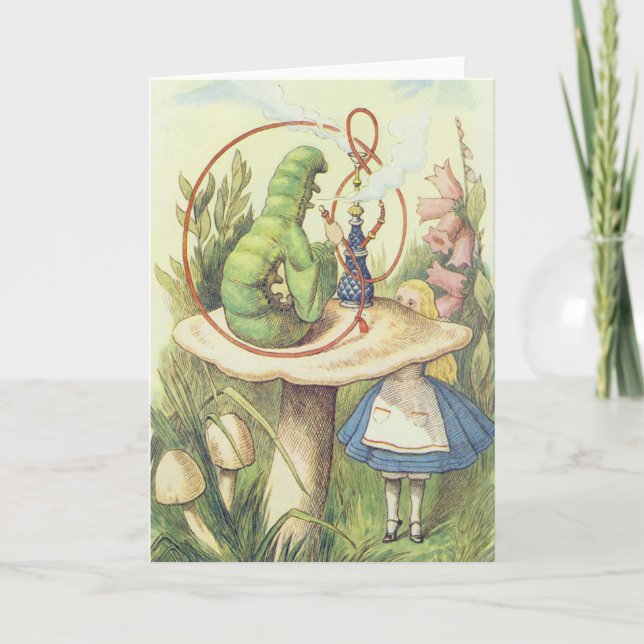 Cartão Alice encontra a lagarta (Frente)