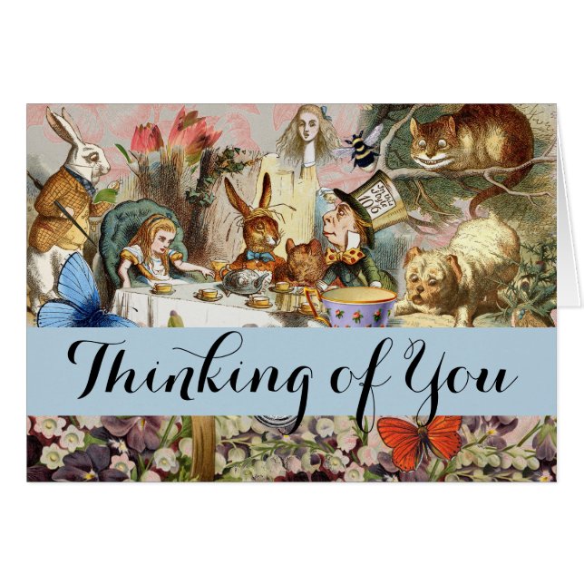 Cartão Alice no País das Maravilhas da Arte do Tea Party (Frente Horizontal)