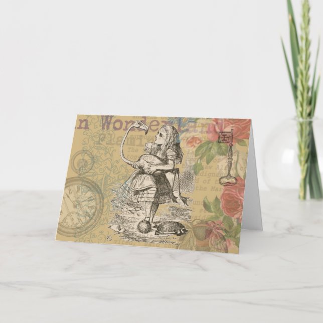 Cartão Alice no País das Maravilhas Flamingo Classic (Frente)