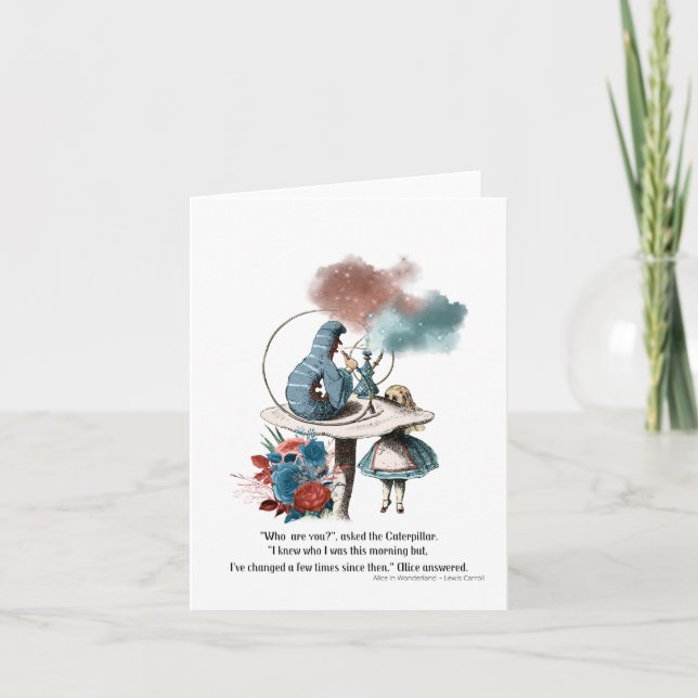 Cartão Alice no País das Maravilhas "quem é você?" (Frente)