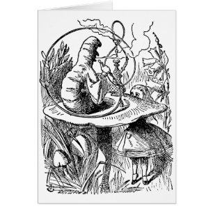 Cartão Alice no País das Maravilhas Vintage Cachimbo Cate