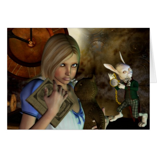 Cartão Alice & o coelho branco (Frente Horizontal)