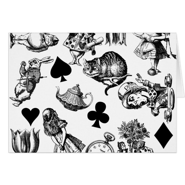 Cartão Alice White Rabbit Wonderland Classic (Frente Horizontal)