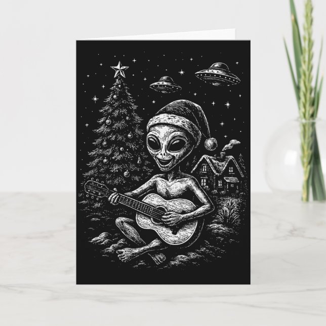 Cartão Alienígena Ama o Natal  (Frente)