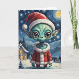 Cartão Alienígena Bastante Retro Starry Night Personaliza