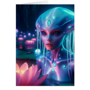 Cartão alienígena de Natação Bioluminescente Todas as Oca