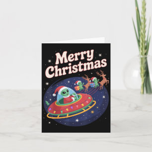 Cartão Alienígena engraçada Trio Feliz de Natal Feio Sant