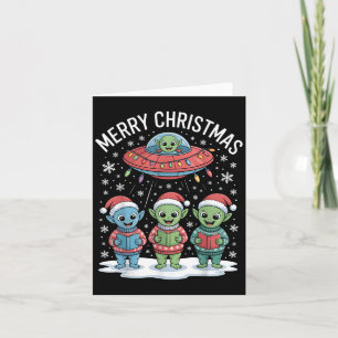 Cartão Alienígena engraçada Trio Feliz de Natal Feio Sant