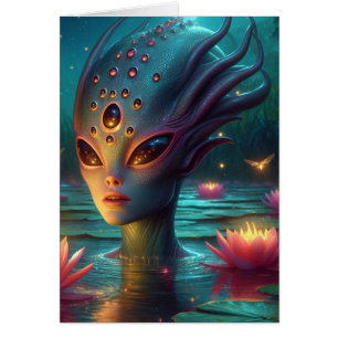 Cartão Alienígena Nadadora Todas as Ocasiões