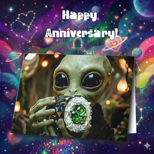 Cartão Alienígena & Piadas de Sushi Feliz Aniversário