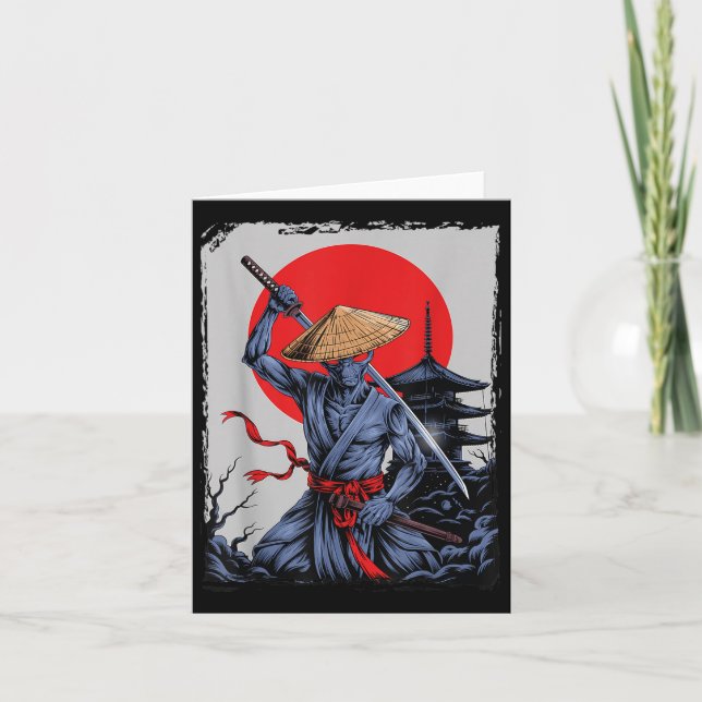 Cartão Alienígena Samurai Ufo Japonês Vintage Graphic Uki (Frente)