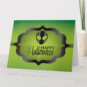Cartão Alienígena verde Halloween