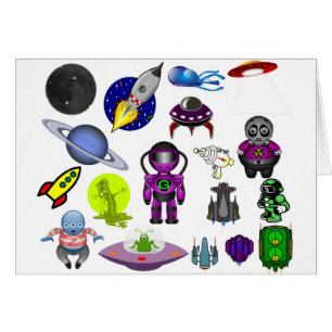 Cartão aliens de clipe de espaço artesanato