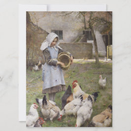 Cartão Alimentando os frangos (por Walter Frederick Osbor