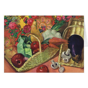 Cartão Alimentos Orgânicos, Legumes de Jardim, Flores em 
