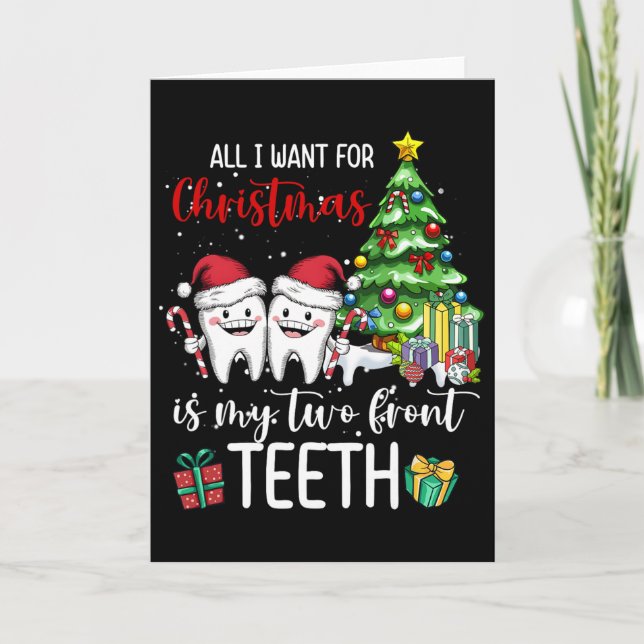 Cartão All I Want For Christmas Is My Two Front Teeth Kid (Frente)