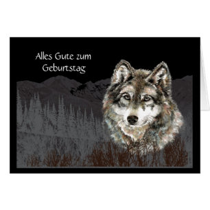 Cartão Alles Gute zum Geburtstag, Lobo, Lobos, Animais
