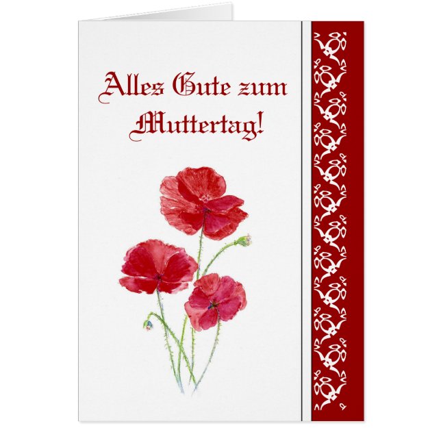 Cartão Alles Gute zum Muttertag Red PoppiesGarden Flowers (Frente)