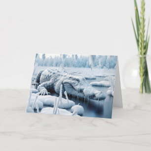 Cartão Alligador De Aniversário No Pântano De Neve