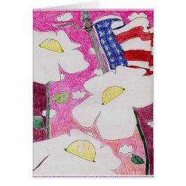 Cartão Alma alienada: Céu do rosa da bandeira de três