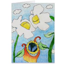 Cartão Alma alienada: Duas flores com um mundo