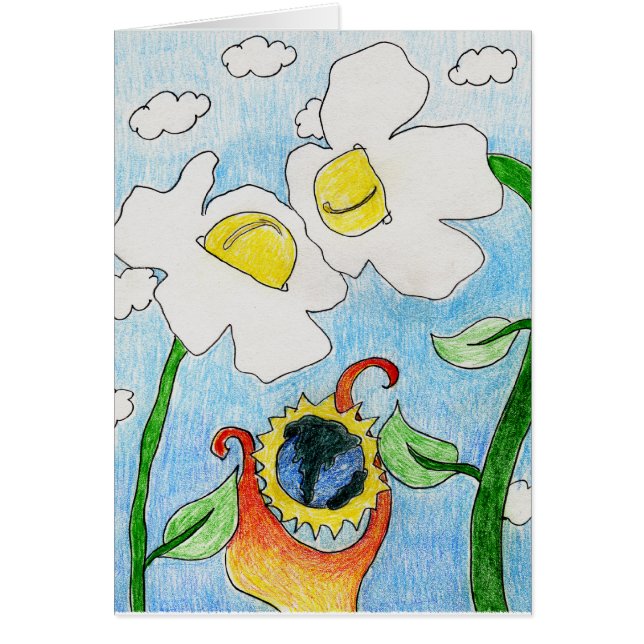 Cartão Alma alienada: Duas flores com um mundo (Frente)