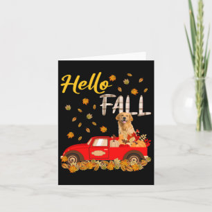 Cartão Alô Fall Ouro Retriever Leaf Autumn Red Truck