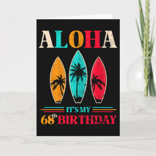 Cartão Aloha 68º Aniversário Havaí Praia Tropical Surf 