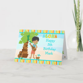 Cartão Aloha African American Boy Birthday