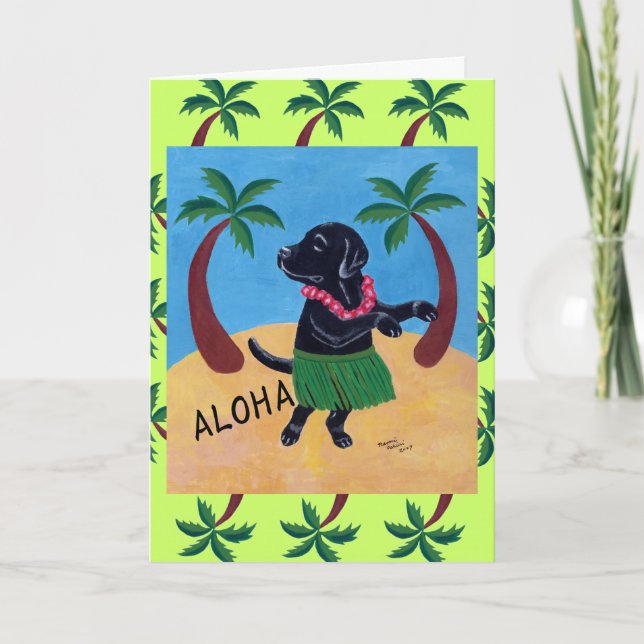 Cartão Aloha Black Labrador (Frente)