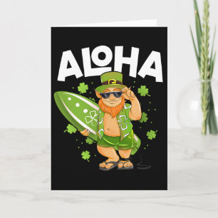 Cartão Aloha Havaí Surfando Leprechaun Dia de São Patríci