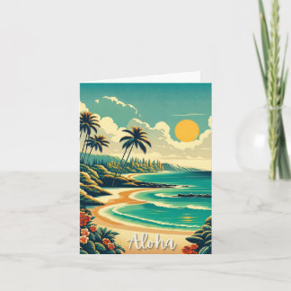 Cartão Aloha Hawaii Beach Oceanfront Folheto de Saudação