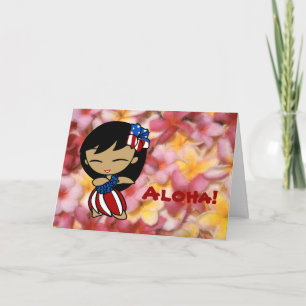 Cartão Aloha Honeys Hawaiian Plumeria Patriotic Cards