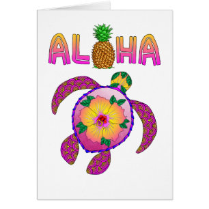 Cartão Aloha tartaruga havaiana de Honu