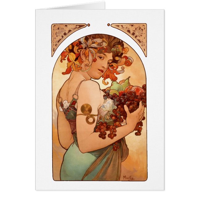 Cartão Alphonse Mucha - as frutas (Frente)