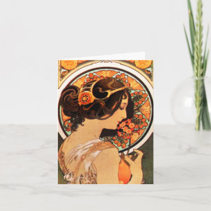 Cartão Alphonse Mucha Cow Slip Note Card