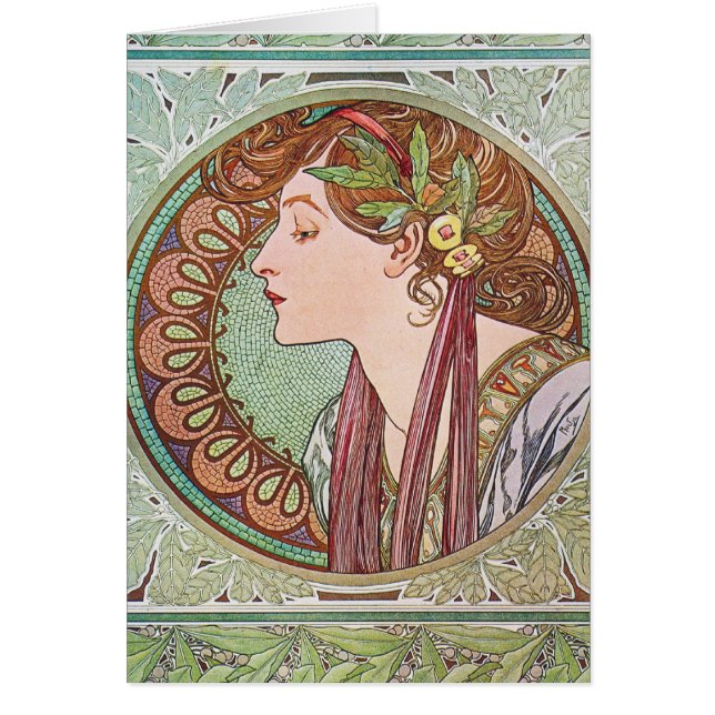 Cartão Alphonse Mucha Goddess Art (Frente)